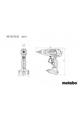 Metabo Клеєвий пістолет акумуляторний HK 18 LTX 20, 18В, діаметр 11мм, 20г/хв, 200/130 градусів, 0.4кг, без АКБ та ЗП