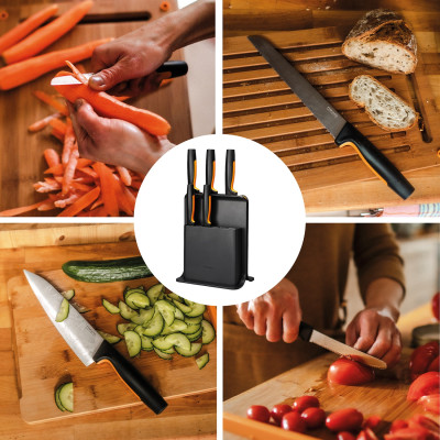Fiskars Набір ножів Functional Form з пластиковою підставкою, 5 шт