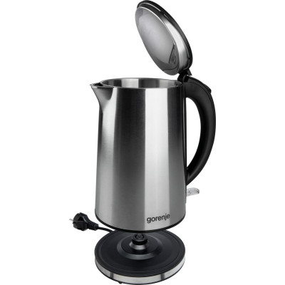 Gorenje Електрочайник, 1,5л, підвійні стінки, Strix контроль, нерж.