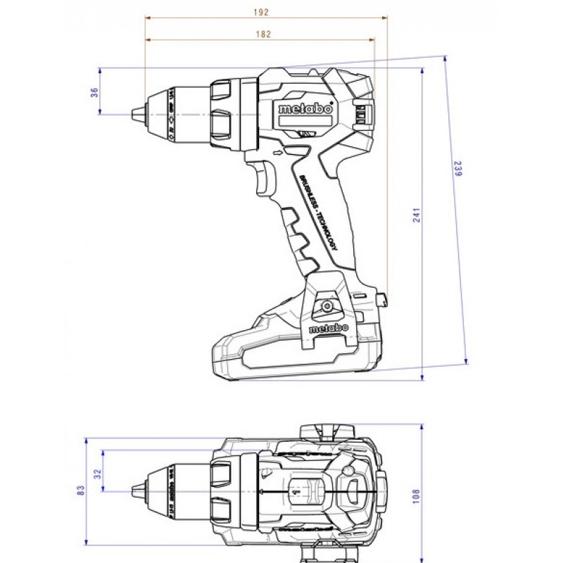 Metabo Дриль ударний SB 18 LT BL акумуляторний, Li-Power, 2*18В, 2Аг