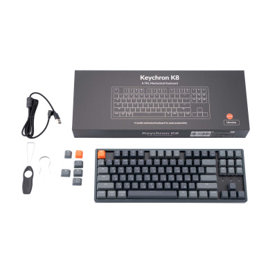 Keychron Клавіатура механічна K8 87Key, Gateron G Pro Blue, Hot-Swap, Aluminum Frame, BT/USB-A, EN/UKR, RGB, Black