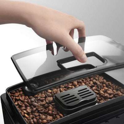 Delonghi Кавомашина, 1.8л, зерно+мелена, авторецептів -6, підігрів чашок, кофемолка, подача гар. води, чорний