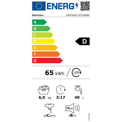 Electrolux Пральна машина Electrolux вертикальна, 6кг, 1000, D, 60см, дисплей, білий