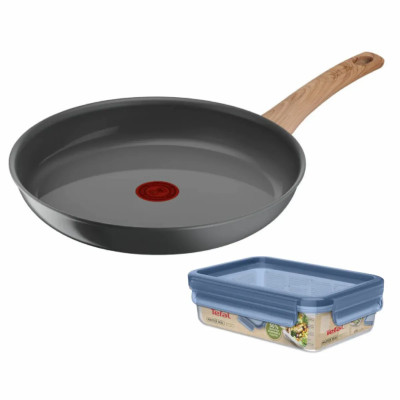 Tefal Сковорода Renew+контейнер Tefal Master Seal Eco, 26см, 0.8л, алюміній, бакеліт, скло, сірий, прозрачний