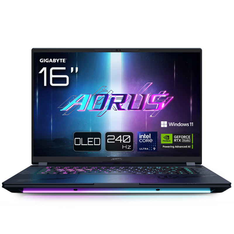 Gigabyte Ноутбук AORUS MASTER 16X 16.0 QHD OLED 240Hz, INTEL ARL HX Ultra9, 32GB, F2TB, NVD5080-16, W11, чорний