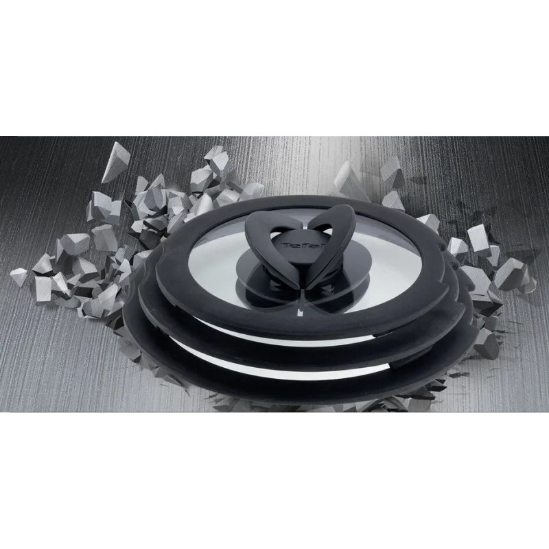 Tefal Набір скляних кришок Ingenio, 16см, 18см, 20см, скло, пластик, чорний