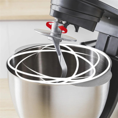 Tefal Кухонная машина Bake Essential 800Вт, чаша-метал, корпус-метал/пластик, насадок-4, чорний