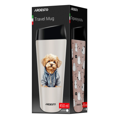 ARDESTO Термокухоль Coffee Time Maltipoo 450мл, нержавіюча сталь, бежевий