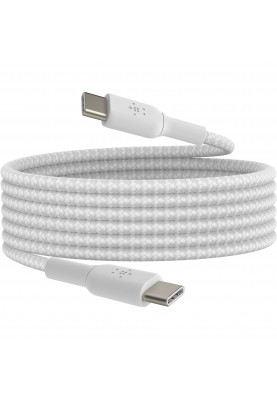 Belkin Кабель USB-C > USB-C заряджання/синхронізації 2м, 60Вт, Type-C, плетен, білий