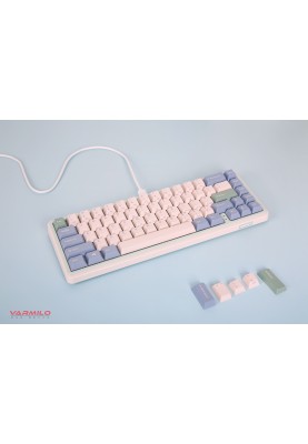 Varmilo Клавіатура механічна Minilo VXT67 Eucalyptus 67Key, Kailh Prestige Light , BT/WL/USB-A, Hot-Swap, EN, RGB, Рожевий