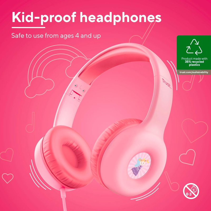 Trust Навушники Nouna Headphones mini-jack, Mic, Рожевий