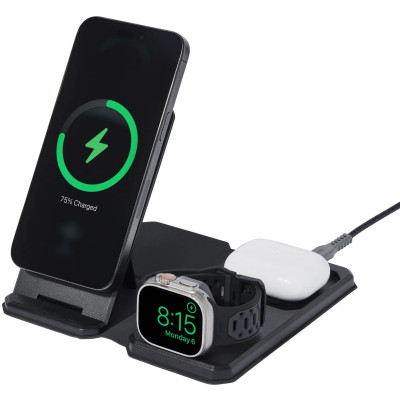 UAG Портативне бездротове зарядне пристрій 3в1 Travel Charger, Black/Grey
