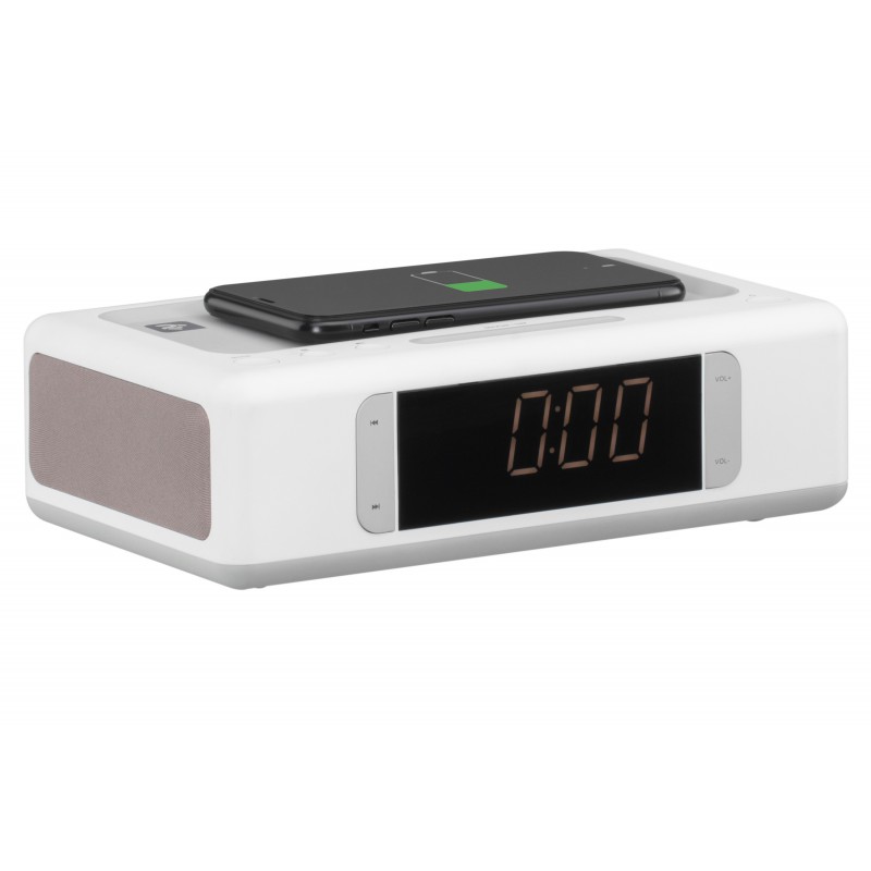2E Акустична док-станція SmartClock Wireless Charging, Alarm Clock, Bluetooth, FM, USB, AUX White