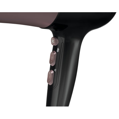 Rowenta Фен Powerline, 2400Вт, 3 режими, дифузор, іоніз-я, хол. обдув, чорно-рожевий
