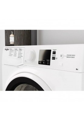 Whirlpool Пральна машина фронтальна, 6кг, 1200, A+++, 43см, дисплей, інвертор, люк чорний, білий