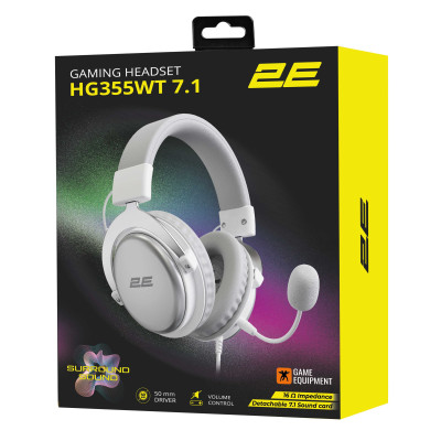 2E Gaming Гарнітура ігрова HG355, 7.1, mini-jack/dual 3.5мм/USB-A, 1.5/1.5/0.2м, білий