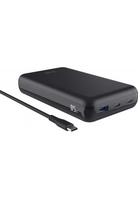 Trust Акумулятор портативний літій-іонний power bank Laro, 20000 мА·рік, USB-A/2хUSB-C, 100w, чорний