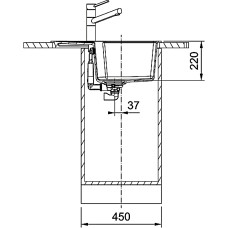Franke Мийка кухонна Urban, фраграніт, прямокутник, з крилом, 620х500х220мм, чаша - 1, врізна, оборотна, UBG 611-62, сірий сланець