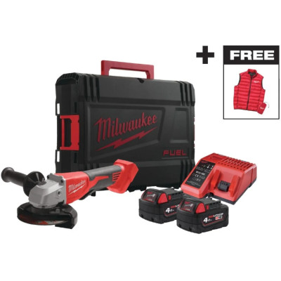 Milwaukee Шліфмашина кутова аккумуляторна Milwaukee M18 BLSAG125XPD-402X 125мм 18В 2x4А·рік ЗП М12-18С 11000об/хв 2.4кг кейс