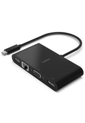 Belkin Адаптер USB-C - Ethernet, HDMI, VGA, USB-A, black