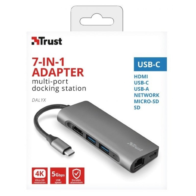 Trust USB-хаб DALYX 7-IN-1 USB-C ALUMINIUM