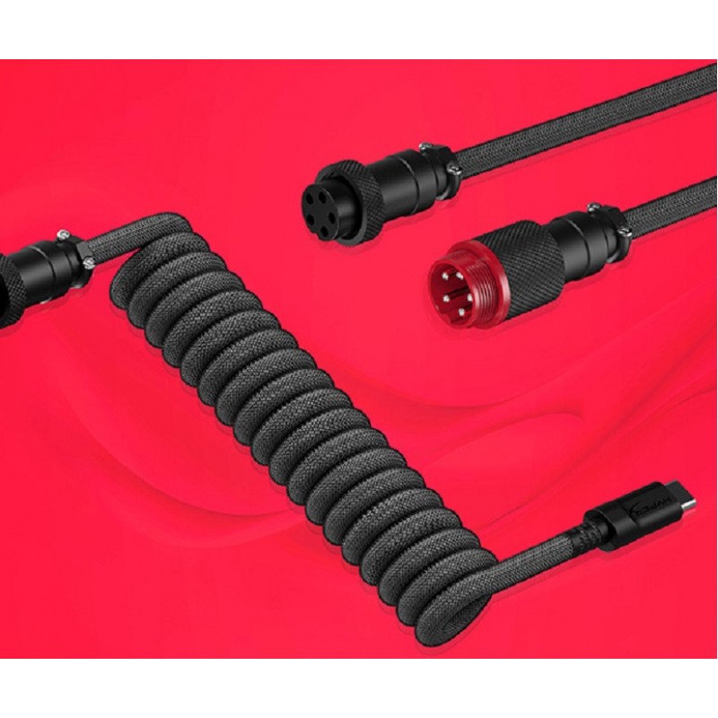 HyperX Кабель USB-A - USB-C спіральний, 1.37м Red/Black