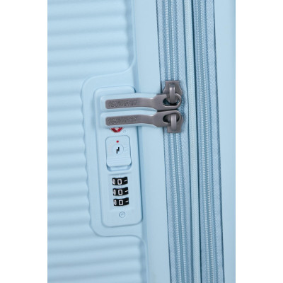 American Tourister Валіза American Tourister, Soundbox, поліпропілен, середня, 67см, 71.5/81л, TSA, 4 колеса, EXP, пастельно-блакитний