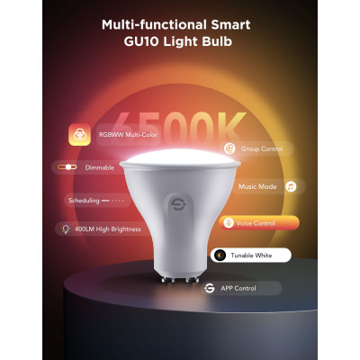 Govee Набір ламп 2шт Govee B600D GU10 Smart LED Bulb, RGBWW, WI-FI/Bluetooth, білий