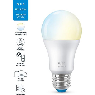 WiZ Лампа розумна E27, 8W, 60W, 806Lm, A60, 2700-6500K, Wi-Fi