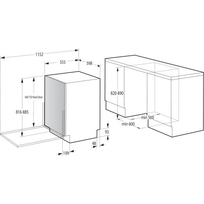 Gorenje Посудомийна машина вбудовувана, 13компл., A++, 60см, AquaStop, 2 кошики, білий