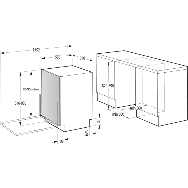 Gorenje Посудомийна машина вбудовувана, 13компл., A++, 60см, AquaStop, 2 кошика, білий