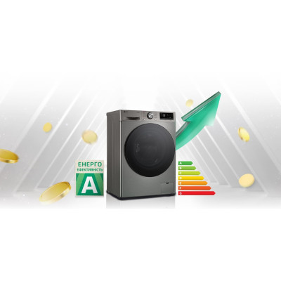 LG Пральна машина фронтальна, 9кг, 1200, A, 48см, дисплей, пара, інвертор, сріблястий