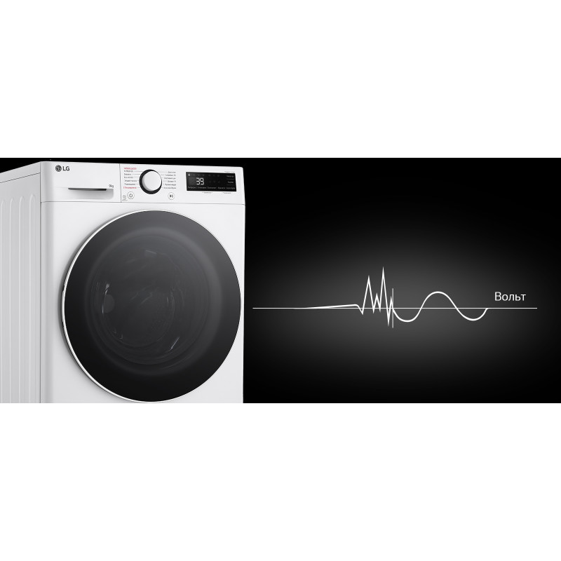 LG Пральна машина фронтальна, 9кг, 1200, A, 48см, дисплей, пара, інвертор, білий