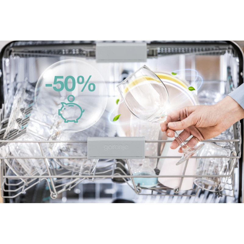 Gorenje Посудомийна машина, 16компл., A+++, 60см, дисплей, 3 кошика, AquaStop, сірий