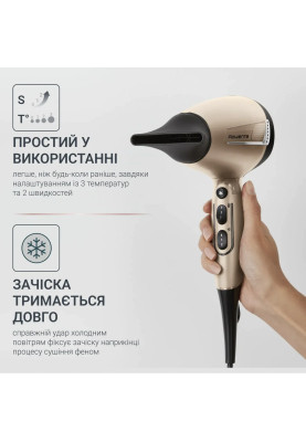 Rowenta Фен Pro Expert Tresor Collection, 2200Вт, 3 режими, іоніз-я, дифузор, 2 концентратора, хол. обдув, чохол, заколка, бронзовий