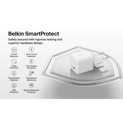 Belkin Зарядне пристрій мережевий 25Вт USB-С PD PPS, білий