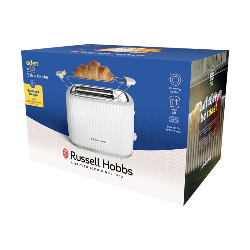 Russell Hobbs Тостер Eden 800Вт, пластик, підігрів, розморожування, білий