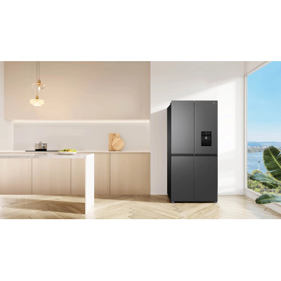 TCL Холодильник SBS, 185х84х68, холод.відд.-297л, мороз.відд.-169л, 4 дв., A++, NF, інв., диспл зовн., диспенсер., нерж