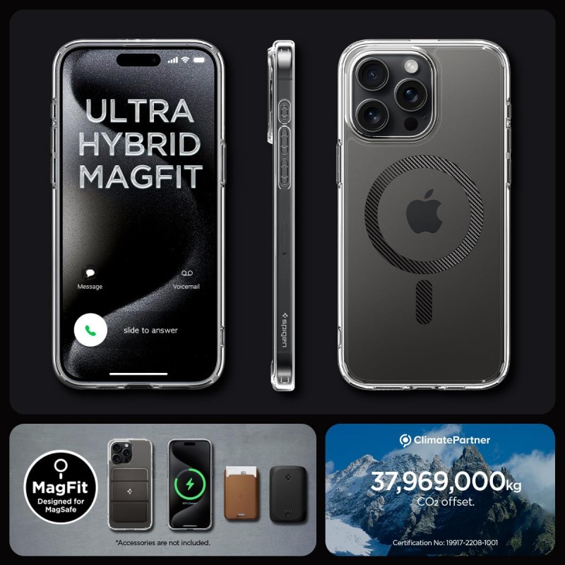 Spigen Чохол для Apple iPhone 15 Pro Ultra Hybrid MagFit, Carbon Fiber