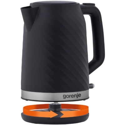 Gorenje Електрочайник 1.7л, Strix контроль, чорний матовий