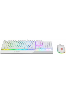 MSI Комплект клавіатура та миша Vigor GK30 COMBO WHITE UA USB, EN/UKR/RU, RGB, білий