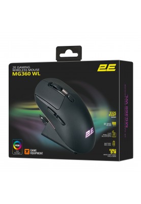 2E Gaming Миша MG360 WL, USB-A/WL/BT, чорний