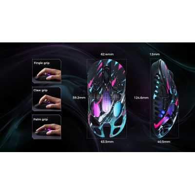 GravaStar Миша Mercury X Pro, 8K, BT/WL/USB-A, RGB, Neon Graffiti