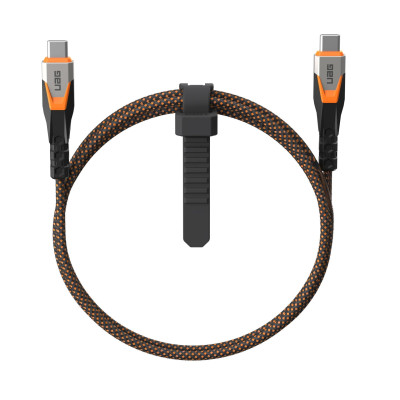 UAG Кабель USB-C > USB-C 3.2 заряджання/синхронізації 0.75м, 240Вт, Type-C, Rugged Double Braided Nylon, Black/Orange