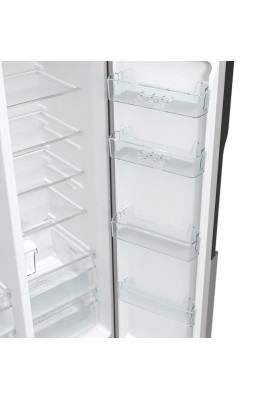 Gorenje Холодильник SBS, 179х70х92см, 2 двері, 376(190)л, А++, NF+, Інв., Зона св-ті, диспенсер, генератор льоду, Зовн. Диспл, нерж