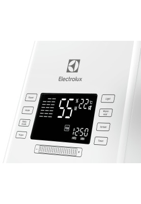 Electrolux Зволожувач повітря EHU-3715D 5 л, 50 м2, 450 мл/г, ультразвуковий, іонізатор, гігростат, аромакапсула, УФ лампа, стерилізація пари, підсвічування, пульт ДК, білий