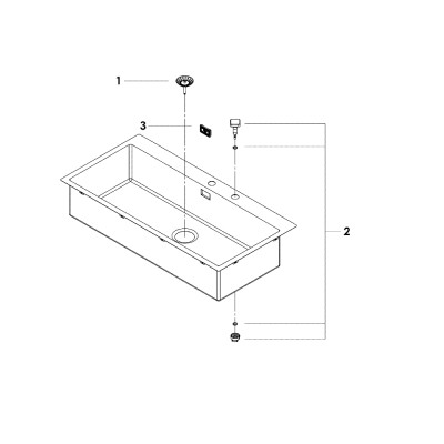 Grohe Мийка кухонная K800, нерж.сталь, прямокут., без крил, 1024x510x200мм, чаша - 1, врізна, нержавіюча сталь