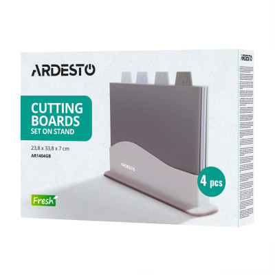 ARDESTO Набір дошок кухонних на підставці Fresh, 4шт, 23.8x33.8x7см, пластик