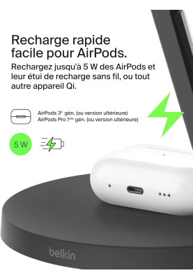 Belkin Зарядне пристрій бездротовий 3в1 Magnetic Pad Qi2 15Вт, чорний