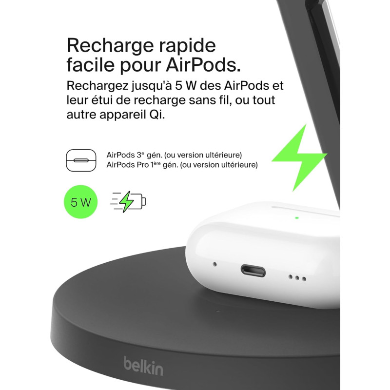 Belkin Зарядний пристрій бездротовий 3в1 Magnetic Pad Qi2 15Вт, чорний